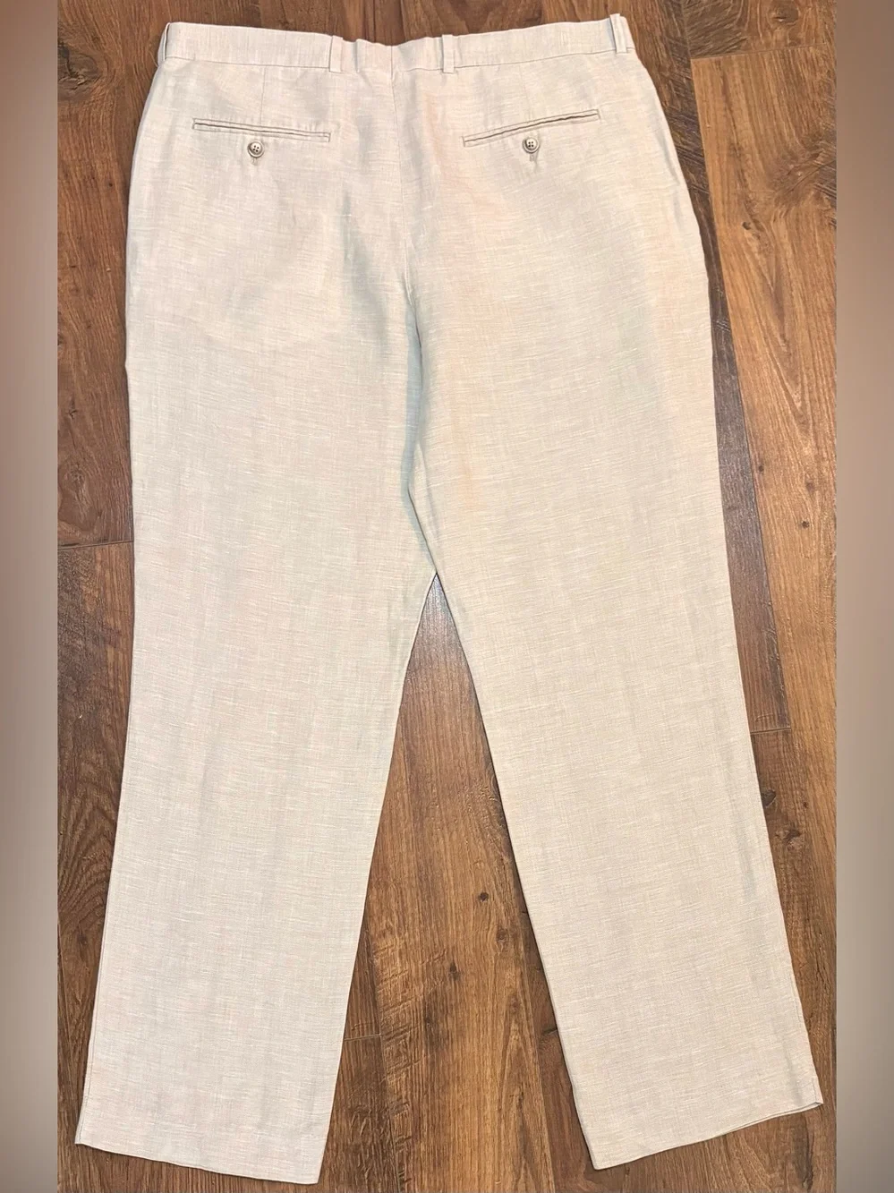 Perry Ellis Men's Light Cream Linen-Blend Dress Pants